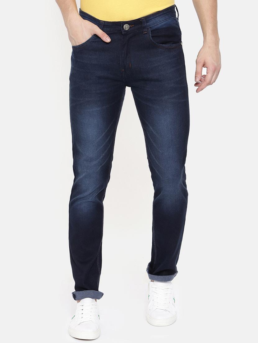 blue cotton blend washed jeans - 15709860 - Zoom Image - 1