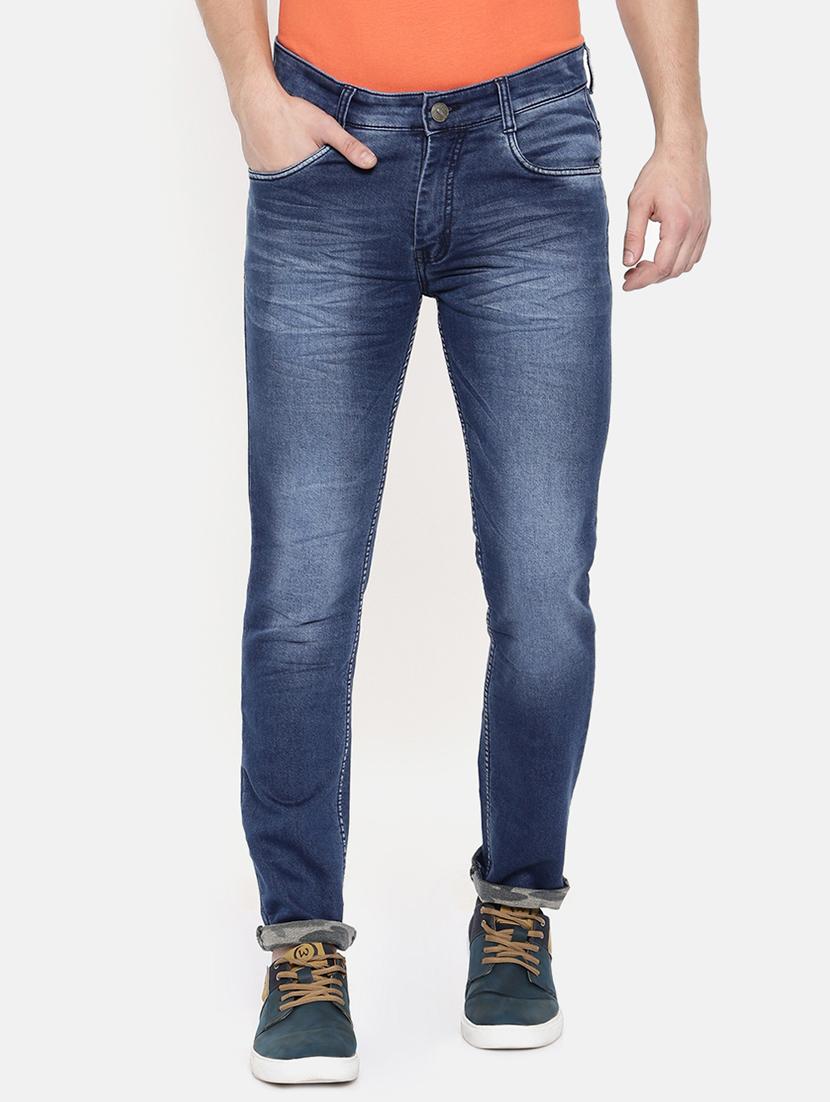 blue cotton blend washed jeans - 15709869 - Zoom Image - 1