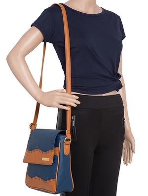 blue leatherette (pu) messenger sling bag - 15710334 - Standard Image - 5