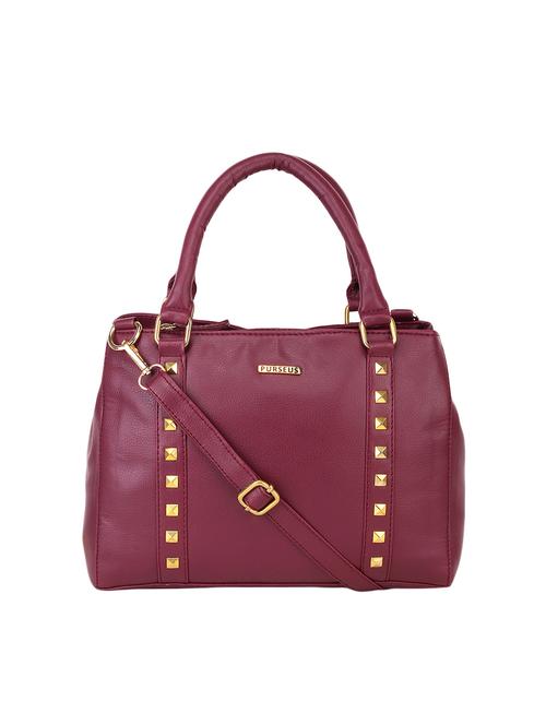 maroon leatherette (pu) regular handbag - 15710350 - Standard Image - 1