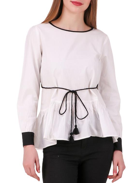 tassel tie up contrast detail top - 15710391 - Zoom Image - 1
