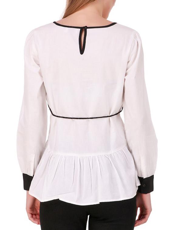 tassel tie up contrast detail top - 15710391 - Zoom Image - 3