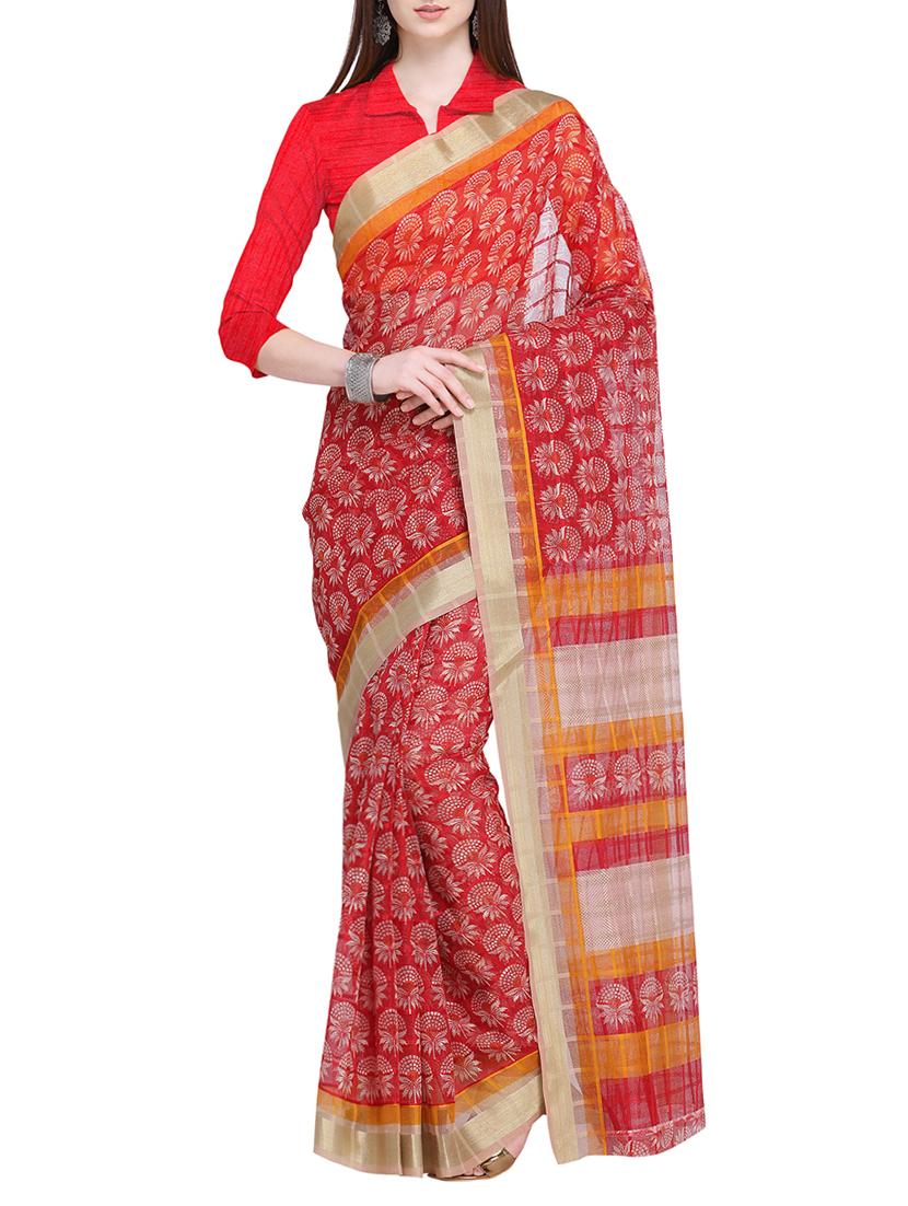 floral motif kota doria saree with blouse - 15710572 - Zoom Image - 1
