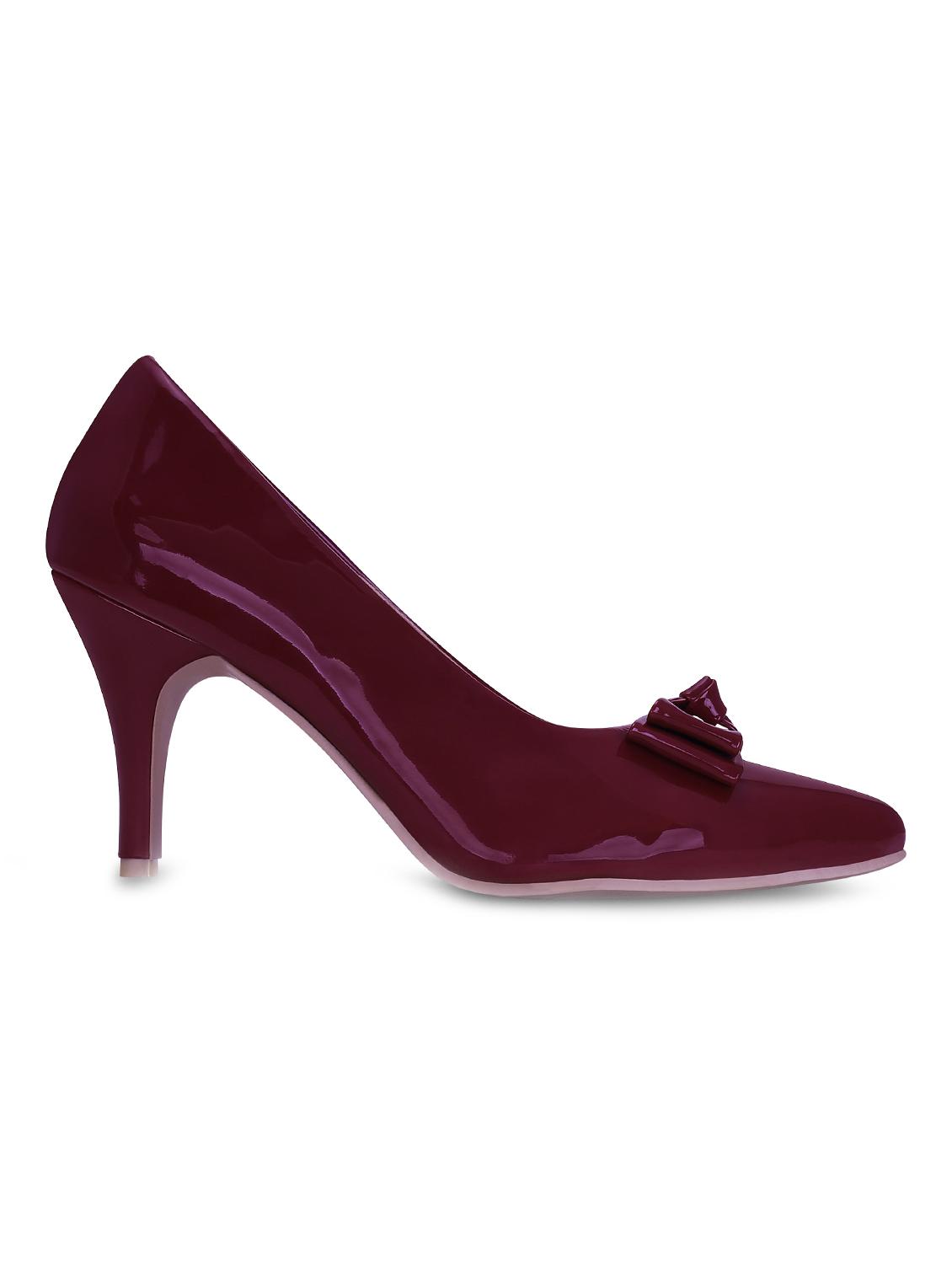 maroon faux leather slip on pumps - 15713338 - Zoom Image - 2