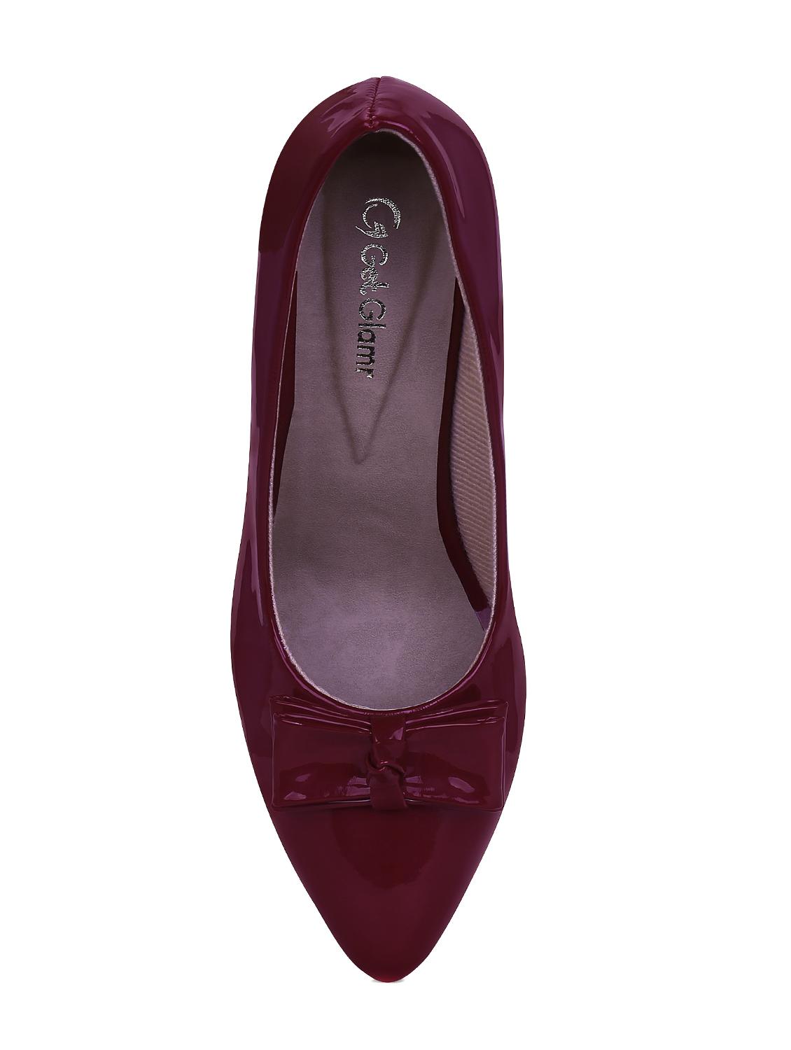 maroon faux leather slip on pumps - 15713338 - Zoom Image - 4