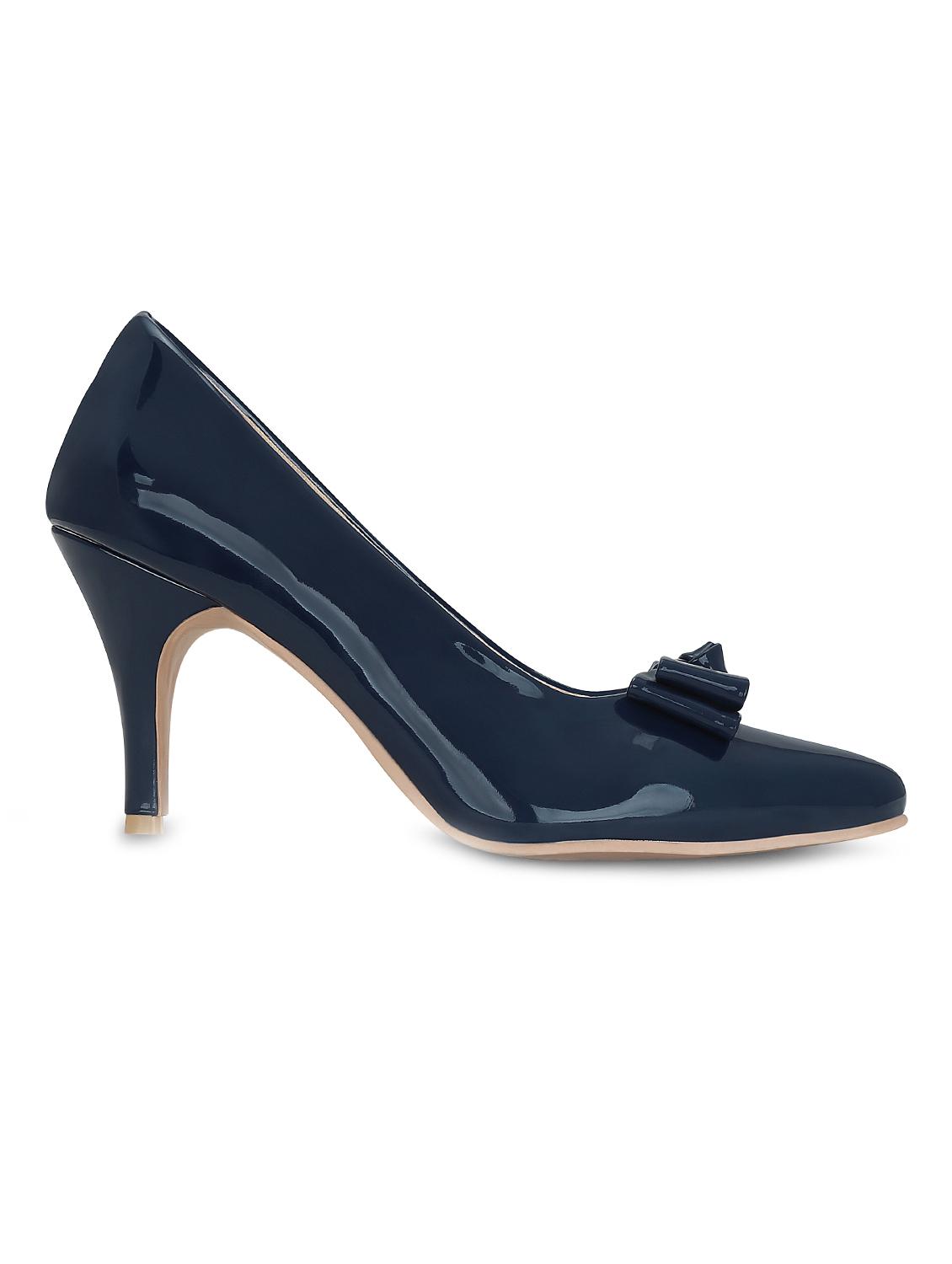 navy faux leather slip on pumps - 15713339 - Zoom Image - 2
