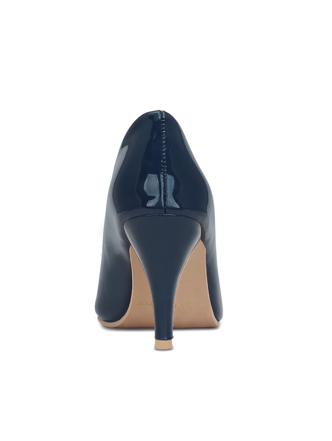 navy faux leather slip on pumps - 15713339 - Zoom Image - 3