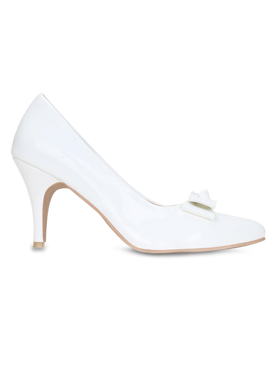 white faux leather slip on pumps - 15713340 - Zoom Image - 2