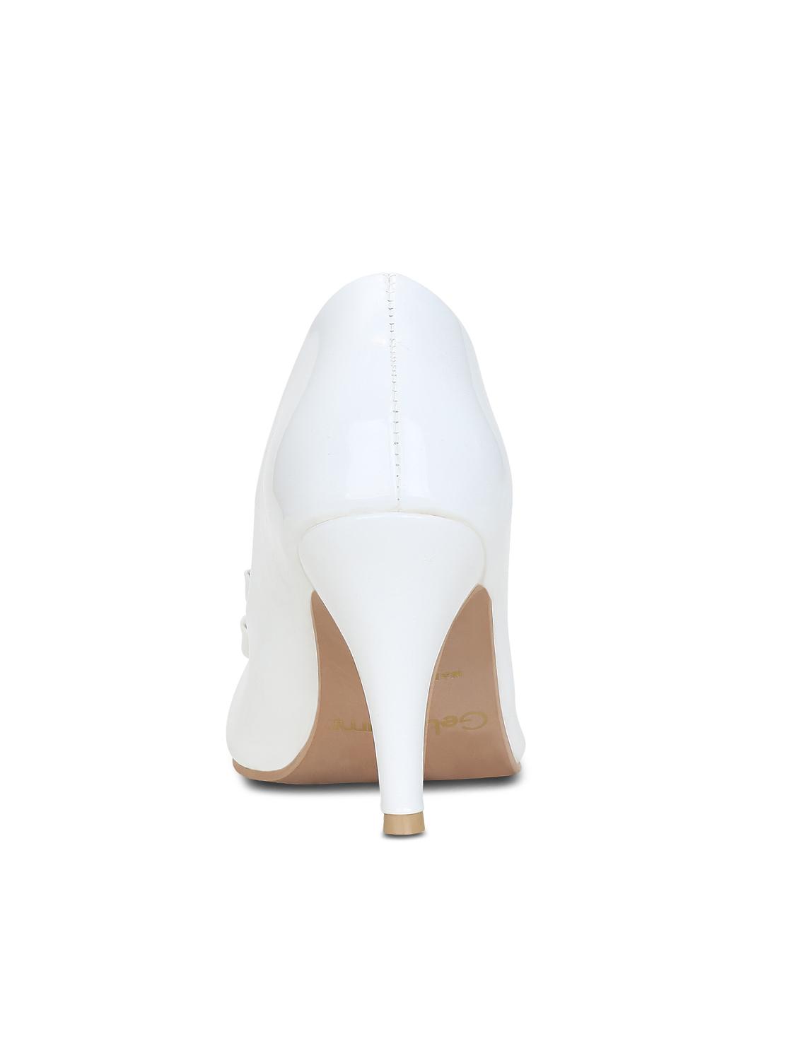 white faux leather slip on pumps - 15713340 - Zoom Image - 3