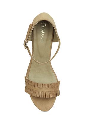 beige faux leather ankle strap sandals - 15713355 - Standard Image - 4