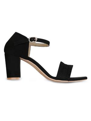black faux leather ankle strap sandals - 15713356 - Standard Image - 2