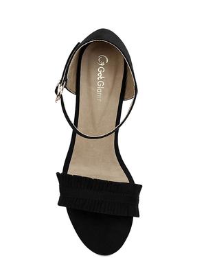 black faux leather ankle strap sandals - 15713356 - Standard Image - 4