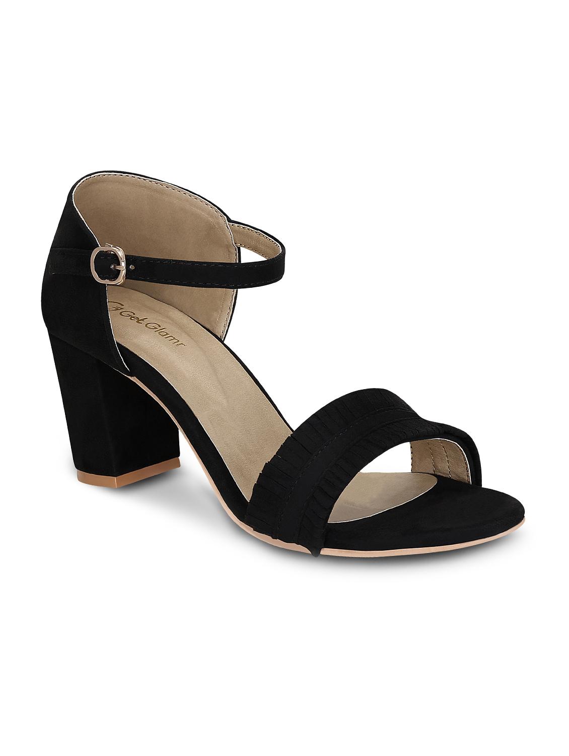 black faux leather ankle strap sandals - 15713356 - Zoom Image - 1