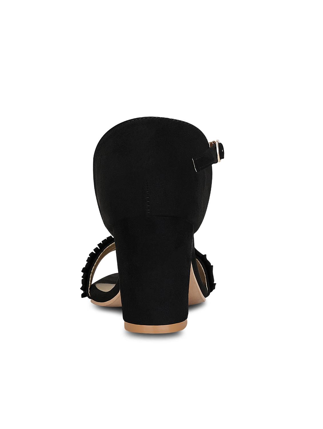 black faux leather ankle strap sandals - 15713356 - Zoom Image - 3
