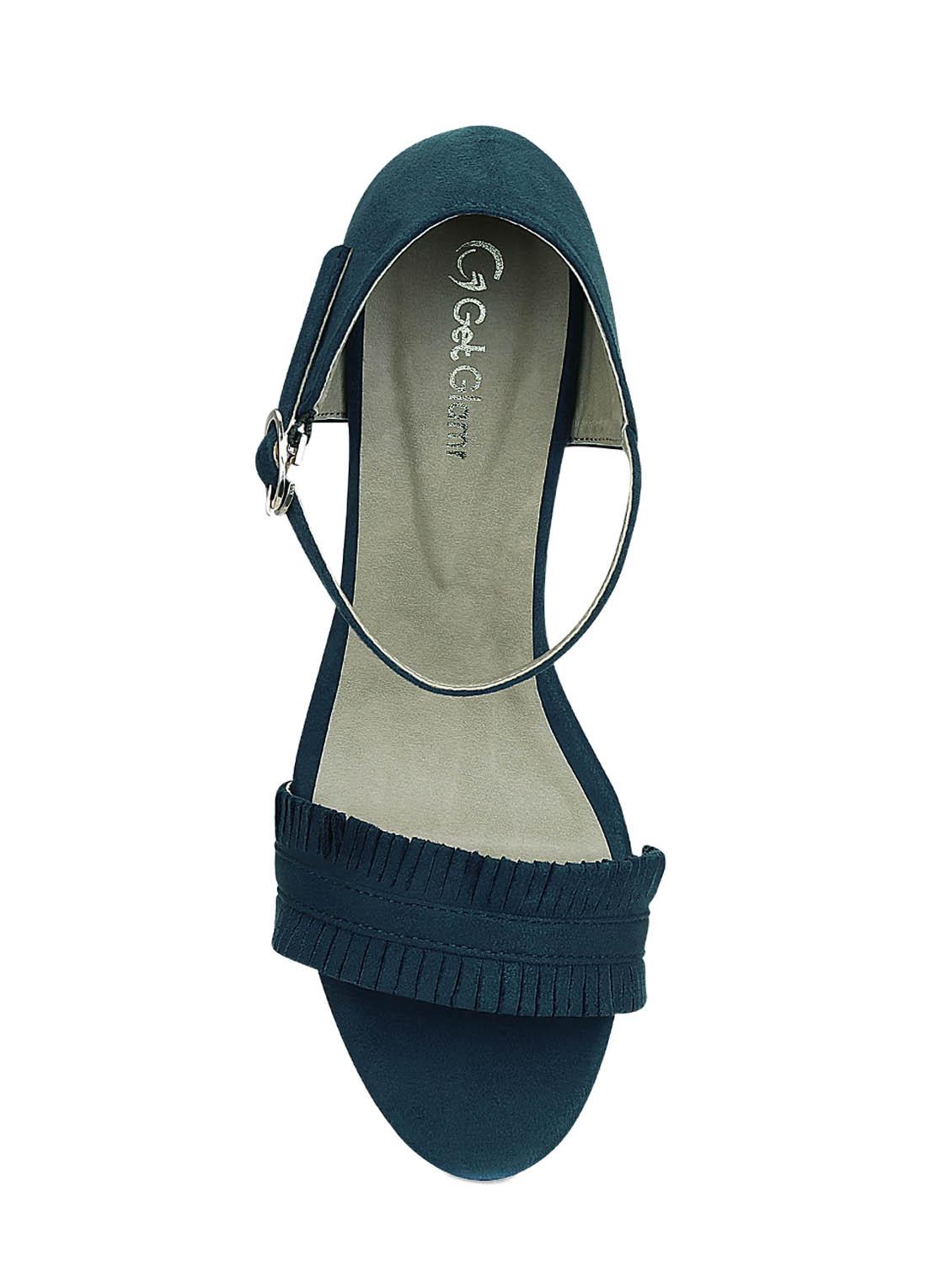 navy faux leather ankle strap sandals - 15713357 - Zoom Image - 4