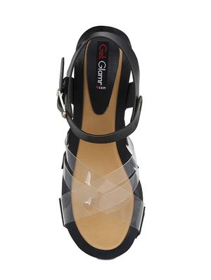 black faux leather ankle strap sandals - 15713363 - Standard Image - 4