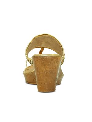 gold rush kolhapuri wedges - 15713371 - Standard Image - 3