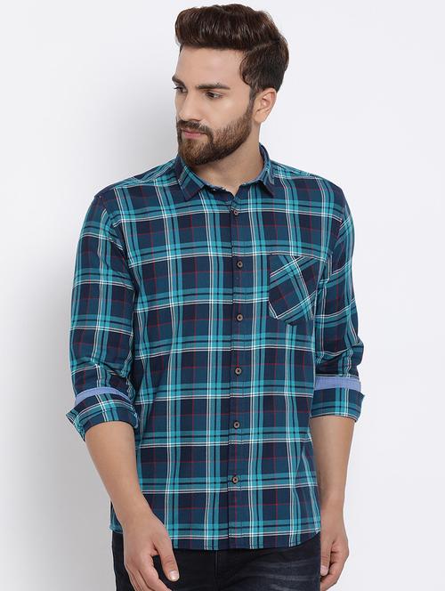 navy blue cotton casual shirt - 15713433 - Very Small Image - 1