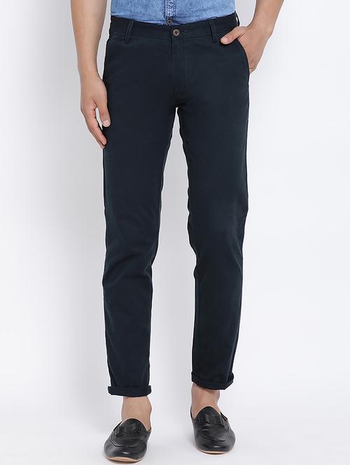 navy blue cotton chinos - 15713457 - Standard Image - 1