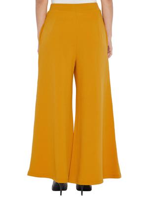 mustard flared palazzo - 15713589 - Standard Image - 3