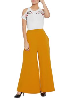 mustard flared palazzo - 15713589 - Standard Image - 4