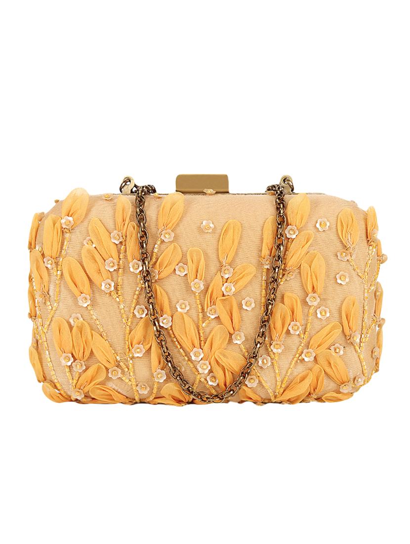 gold silk box clutch - 15715866 - Zoom Image - 1