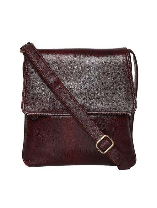 brown leatherette (pu) messenger sling bag - 15715868 - Very Small Image - 1