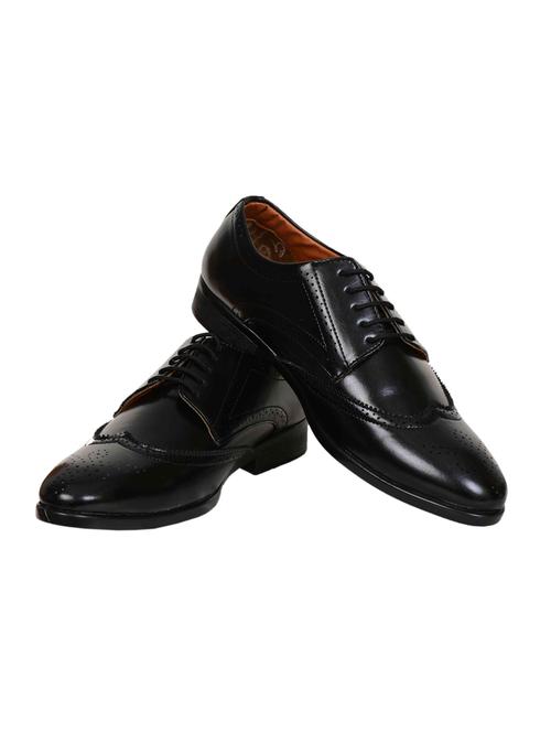 black leatherette lace-up derbys - 15715949 - Standard Image - 1