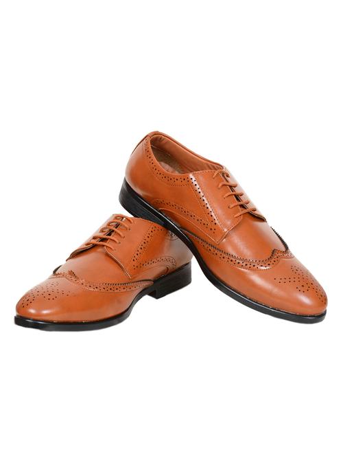 brown leatherette lace-up derbys - 15715950 - Standard Image - 1