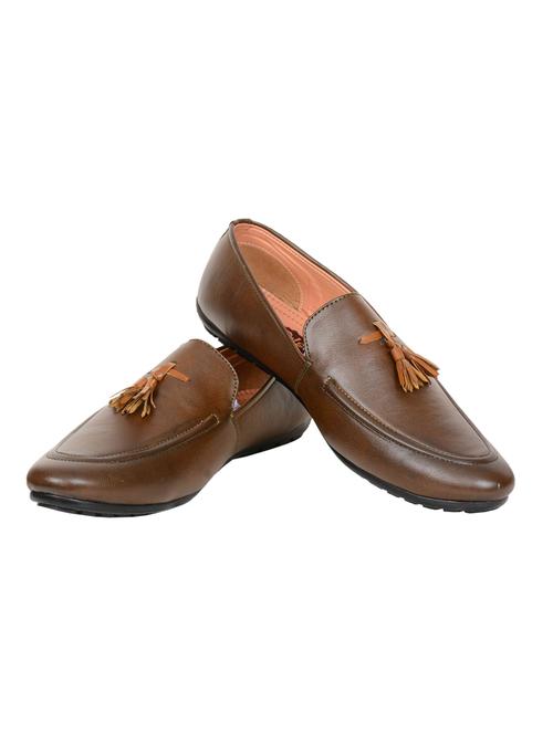 brown leatherette slip on loafers - 15715952 - Standard Image - 1