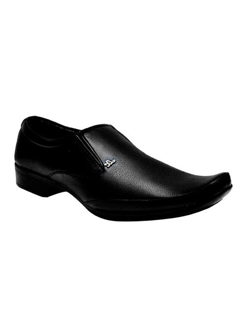 black leatherette formal slip ons - 15716063 - Standard Image - 1