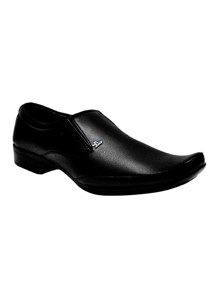 black leatherette formal slip ons - 15716063 - Zoom Image - 1