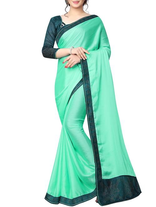 embellished pallu bordered saree with blouse - 15718116 - Standard Image - 1