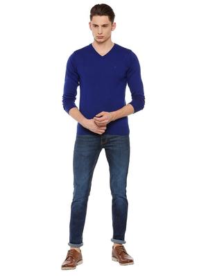 blue solid pullover - 15719518 - Standard Image - 3