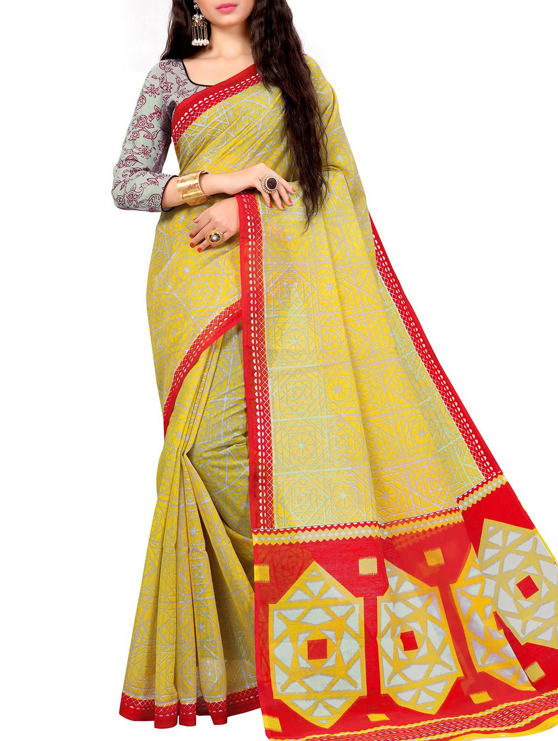 geometrical printed saree with blouse - 15720082 - Zoom Image - 1