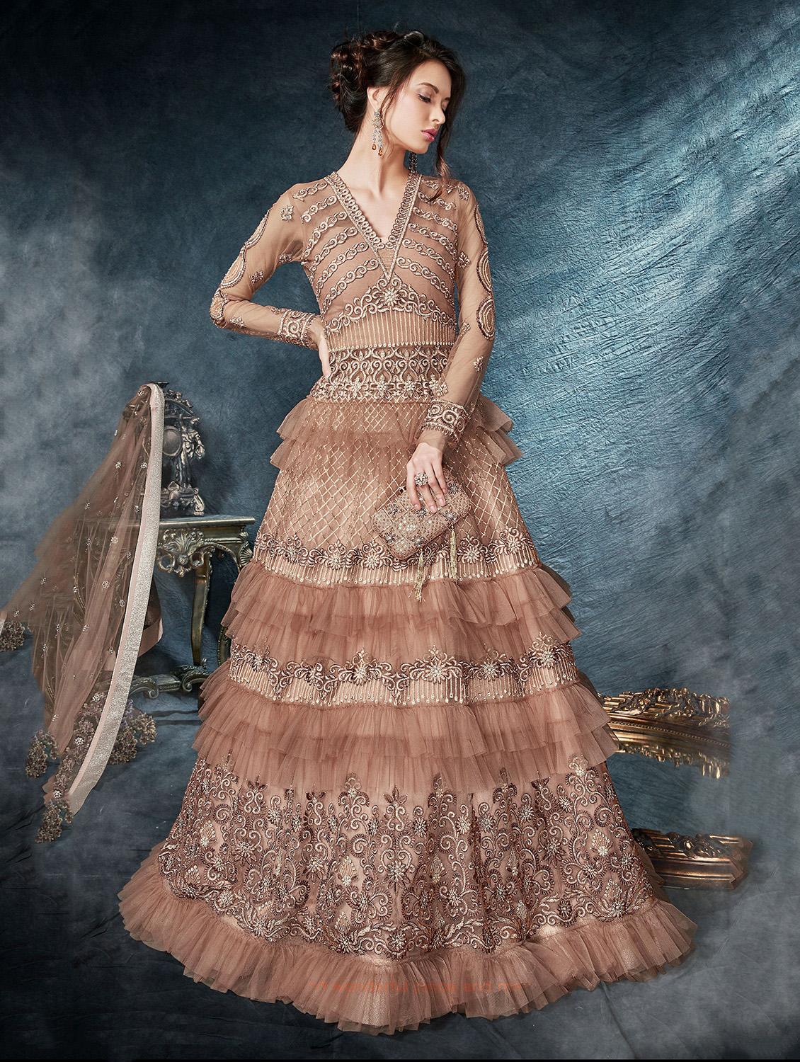 Embroidered ruffled a-line suit - 15720469 - Zoom Image - 1