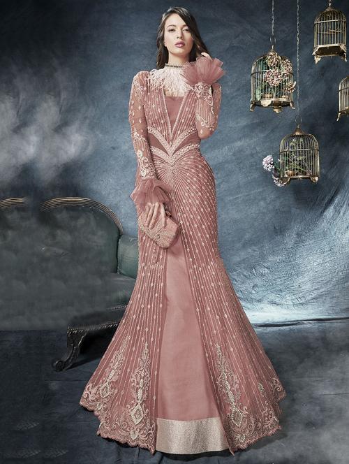 Embroidered ruffled sleeved fishtail suit - 15720475 - Standard Image - 1