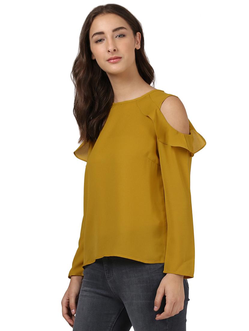 cold shoulder ruffle detail top - 15721123 - Zoom Image - 2