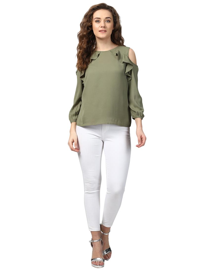 cold shoulder ruffle detail top - 15721150 - Zoom Image - 4
