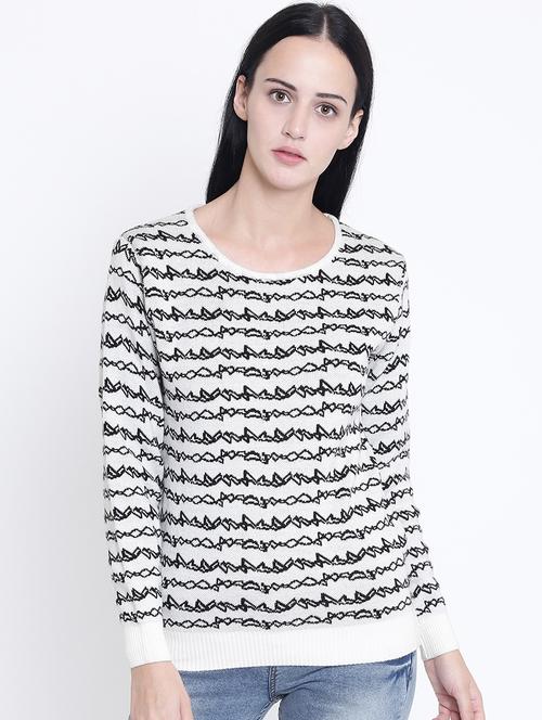 round neck ribbed edge pullover - 15721736 - Standard Image - 1