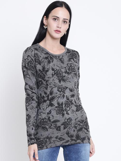 round neck floral pullover - 15721739 - Standard Image - 1