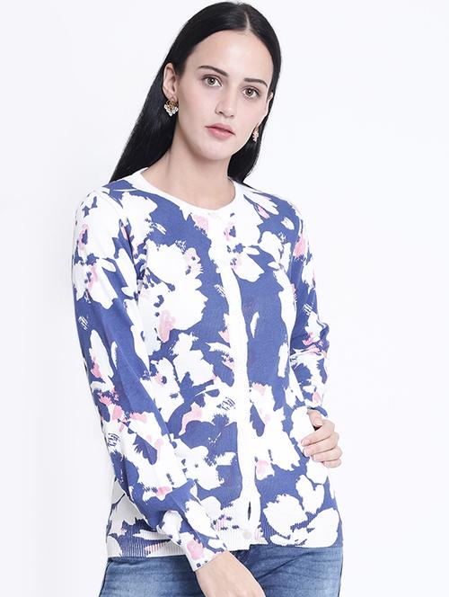 ribbed edge round neck cardigan - 15721740 - Standard Image - 1