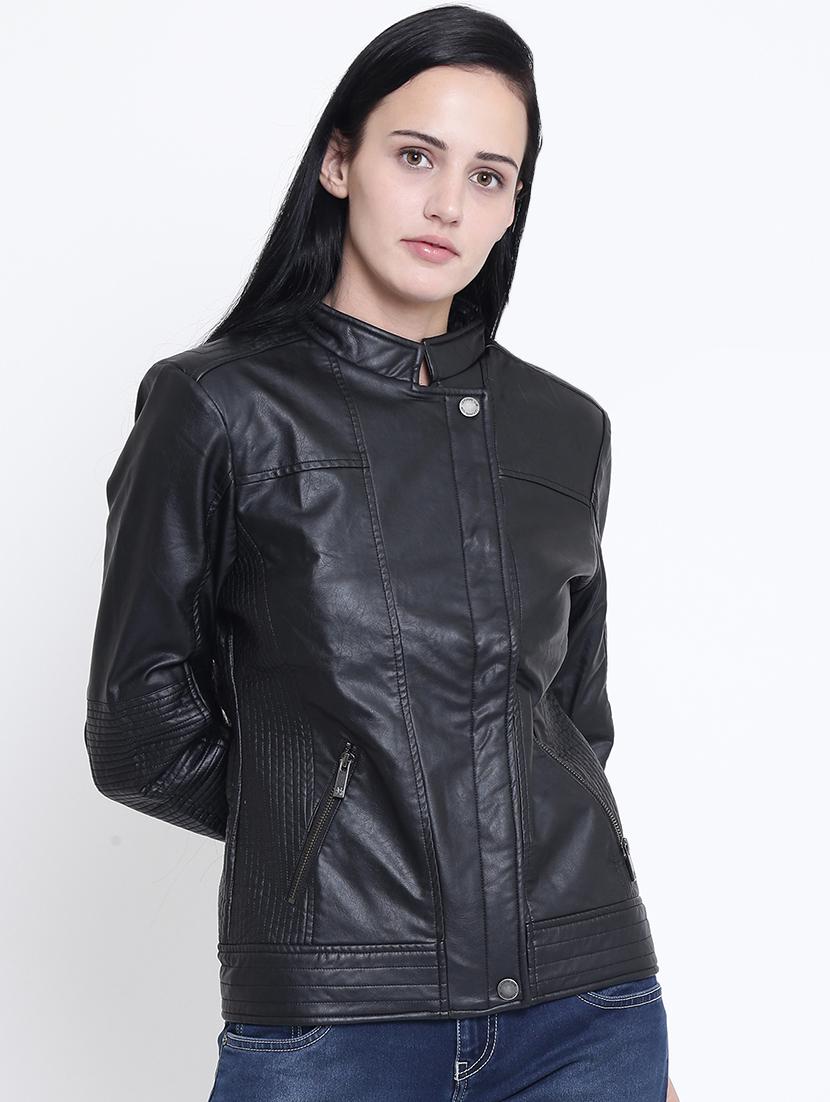 concealed placket leather jacket - 15721757 - Zoom Image - 1