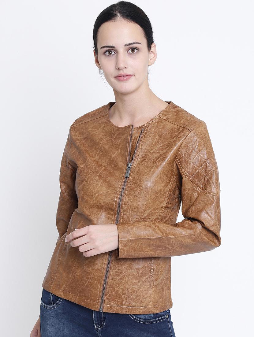 zipper detail leather jacket - 15721763 - Zoom Image - 1