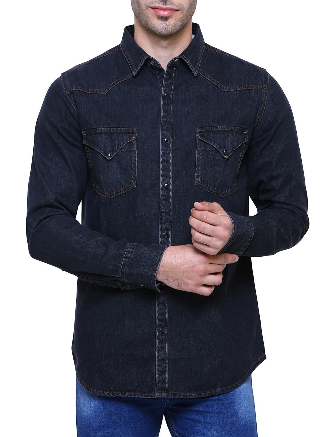 navy blue denim shirt - 15721805 - Zoom Image - 1