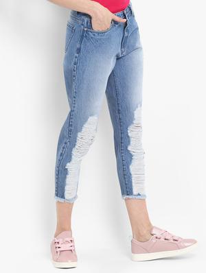 frayed distressed cropped jeans - 15721906 - Standard Image - 2