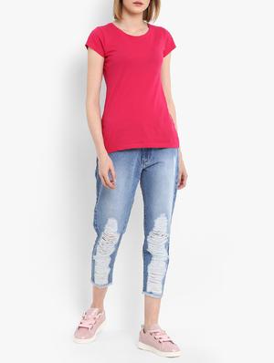 frayed distressed cropped jeans - 15721906 - Standard Image - 4