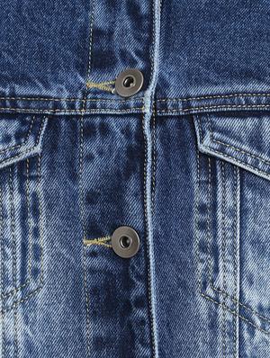 frayed hem button up denim jacket - 15721912 - Standard Image - 7