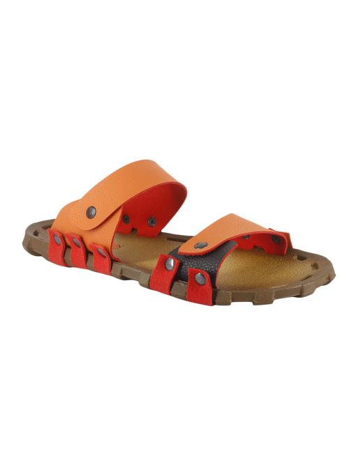 orange leatherette slip on slippers - 15722392 - Standard Image - 1