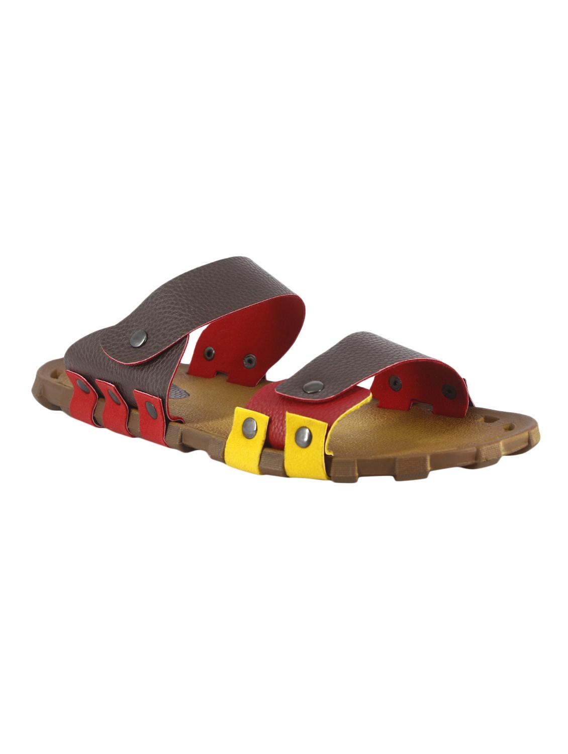brown leatherette slip on slippers - 15722393 - Zoom Image - 1